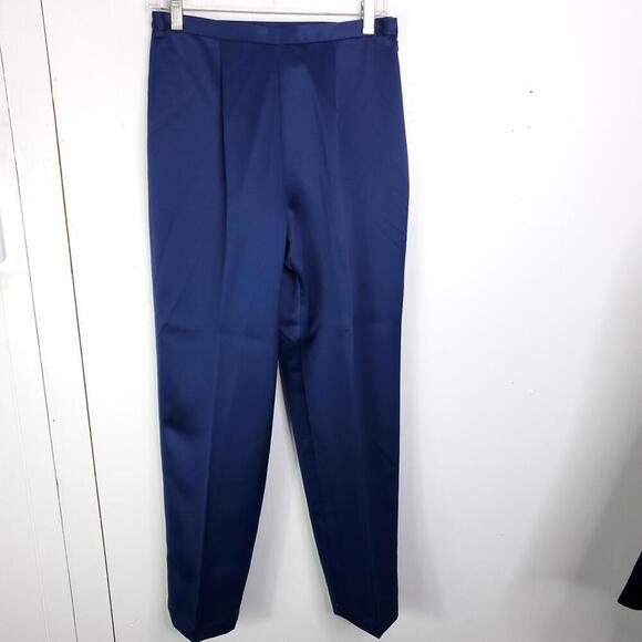 Talbots Suit Womens 8 Petite Satin Blazer Pants Set Silky Mature Studded Buttons - Picture 11 of 14